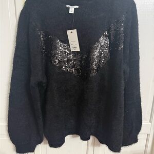 Nine West Black Fuzzy Women's Sweater